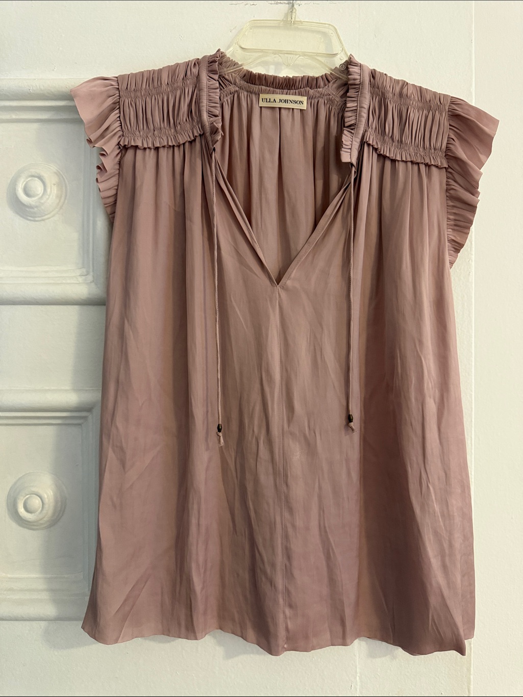 Ulla Johnson Pink V-Neck Sleeveless Silk Blouse